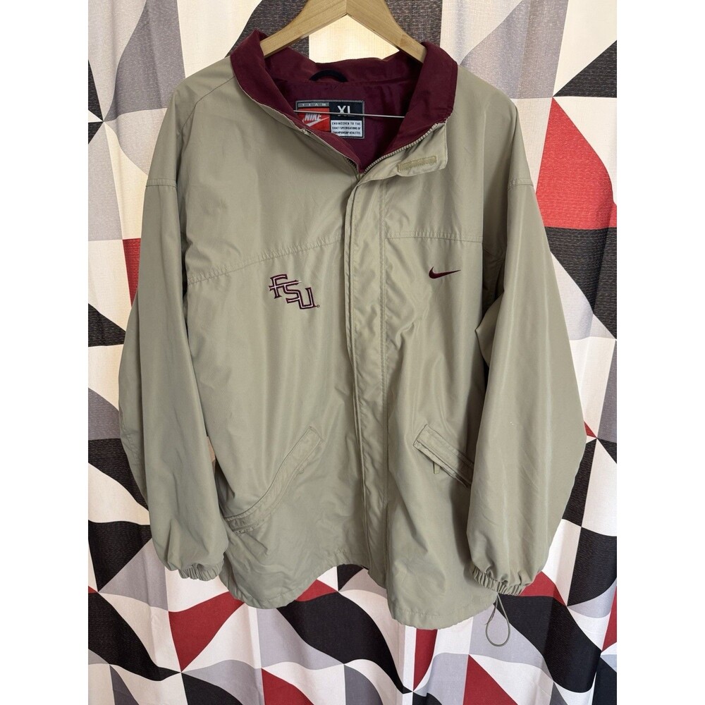 Vintage Florida State Seminoles Jacket Mens XL Beige Nike FSU 90s Full Zip